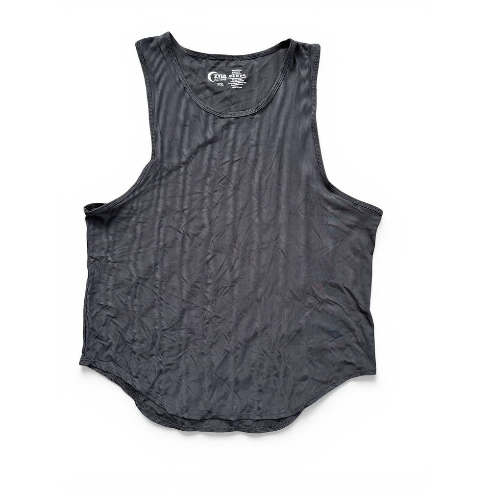Zyia Active Tank Top Women XXXL Black Excellent‎ Ribbed Curved Hem Muscle Tee